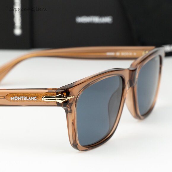Montblanc Women Sunglasses Brown Blue Square MB0263S 005 NEW AUTHENTIC